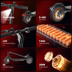 W5 City Electric Scooter, 350W Motor, 30km/h Max Speed, LCD Display