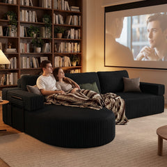 CyberCart Ares Minimalist 2-Seater Sofa L-Shape Corner Sofa Bed for Gamer & Home Cinema | 175 x 265 x 73 cm | Boneless Cloud Couch | 75 cm Seat | Rounded Chaise | WFH Sofa with Sleep Function