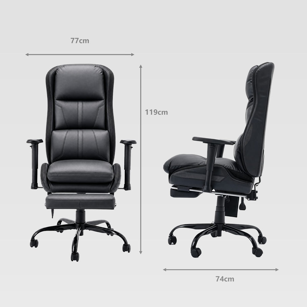 CyberCart Cybercart RGB LED Gaming Chair with Lumbar Support & Reclining Ergonomic Design