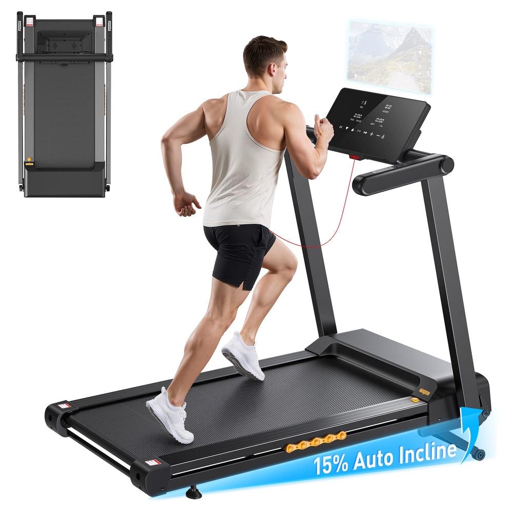 Jagjog Home Treadmill JT60 Foldable Treadmill 4.5 PH Motor 15° Auto Incline 1-14km/h Walking Pad Large LED Smart Display