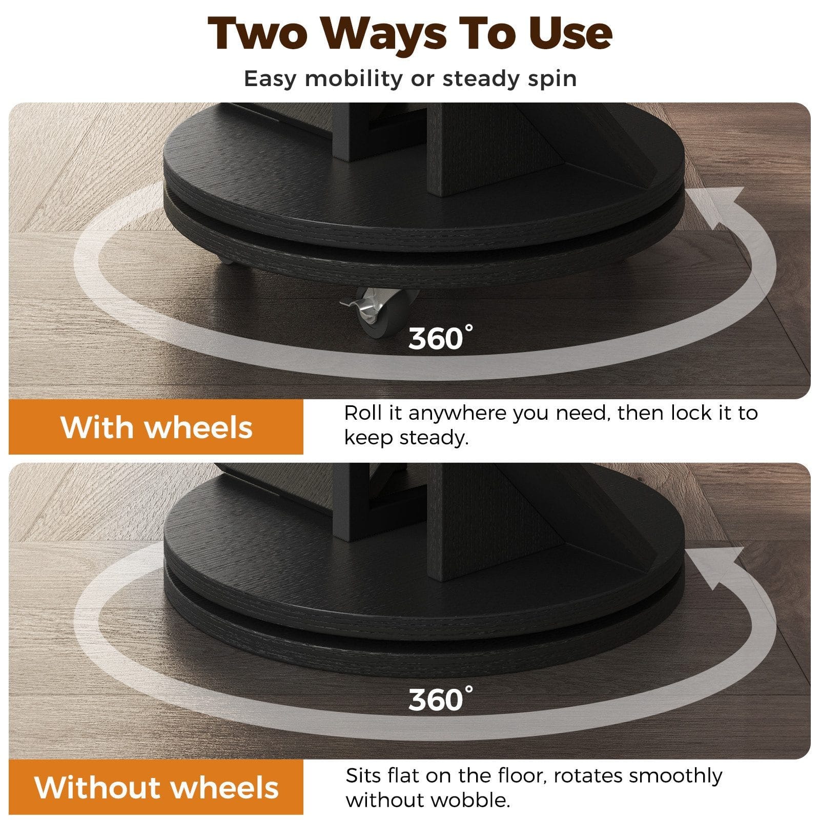 CyberCart 360° Rotating Bookshelf, Standing Shelf, Multifunctional, 17 Shelves
