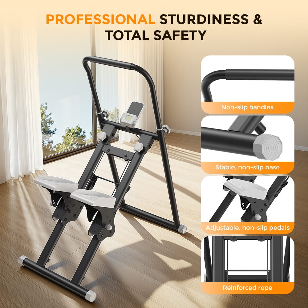 CyberCart Stair Stepper Foldable Stair Stepper for Home, Adjustable Stair Climber with 3 Heights, Compact Folding Vertical Stair Master for Exercise at Home for Full-Body Workout