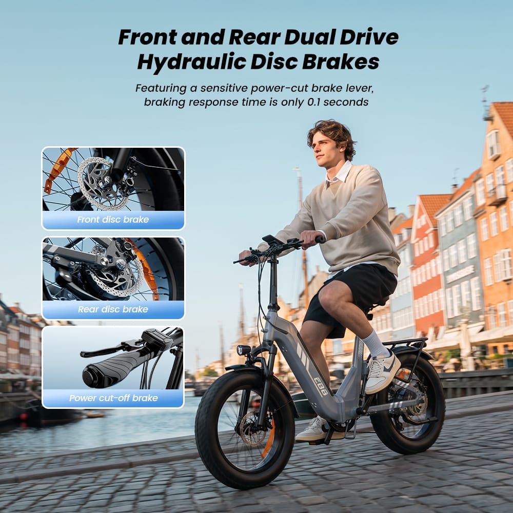 CyberCart Commuter E-Bike EB8 Foldable Electric Fat Bike – Range Up to 144 km