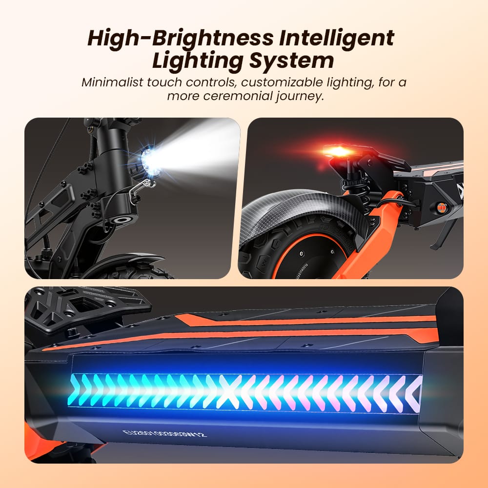 iScooter Commuter E-Scooter W12 Electric Scooter, 2*1500W Motor, 52V 25Ah Battery, 11 inch Tires, 70km/h Max Speed, 100km Range, Front & Rear Disc Brakes, Sleeve shock absorbers