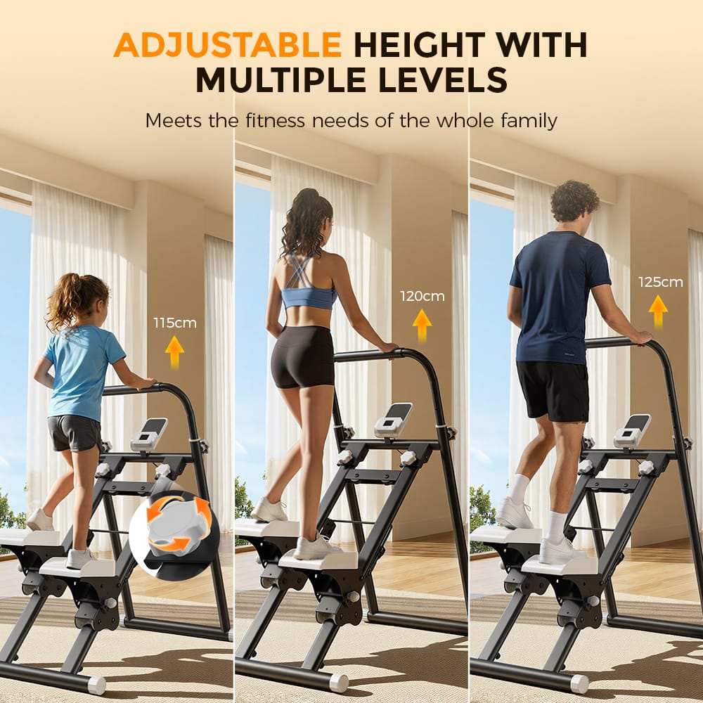 CyberCart Stair Stepper Foldable Stair Stepper for Home, Adjustable Stair Climber with 3 Heights, Compact Folding Vertical Stair Master for Exercise at Home for Full-Body Workout