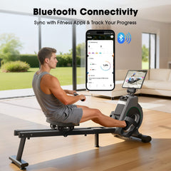 CyberCart Magnetic Rowing Machine with 16 Levels & App Compatible