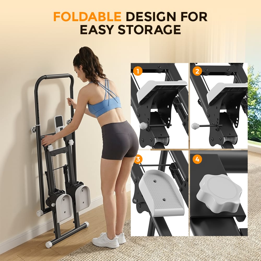 CyberCart Stair Stepper Foldable Stair Stepper for Home, Adjustable Stair Climber with 3 Heights, Compact Folding Vertical Stair Master for Exercise at Home for Full-Body Workout
