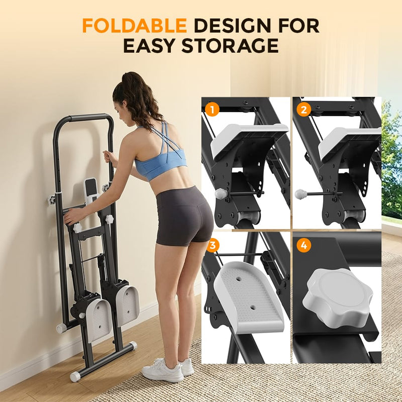 CyberCart Stair Stepper Foldable Stair Stepper for Home, Adjustable Stair Climber with 3 Heights, Compact Folding Vertical Stair Master for Exercise at Home for Full-Body Workout