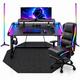 CyberCart RGB spēļu galds ar Z formas izturīgu tērauda rāmi un oglekļa šķiedras teksturētu virsmu, ergonomisks datora galds spēlētājiem