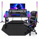 CyberCart Cybercart RGB Gaming Desk with Z-Shaped Sturdy Steel Frame & Carbon Fiber Textured Surface, Ergonomic PC Computer Table for Gamers