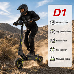iSinwheel Skuter Elektryczny Terenowy D2 Electric Scooter, 1000W Motor, 48V 15,6Ah Battery, 10 Inch Tires, 45km/h Max Speed, 55km Range, Double Disc Brakes, Dual Suspension