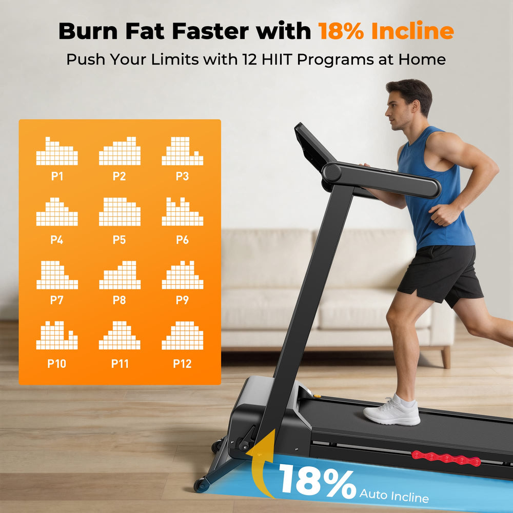 Jagjog Home Treadmill JT62 Foldable Treadmill 4.5 PH Motor 18° Auto Incline Walking Pad 18" LED Smart Display