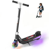 Black scooter with glowing wheels on a white background