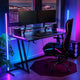 CyberCart Cybercart RGB Gaming Desk with Z-Shaped Sturdy Steel Frame & Carbon Fiber Textured Surface, Ergonomic PC Computer Desk for Gamers