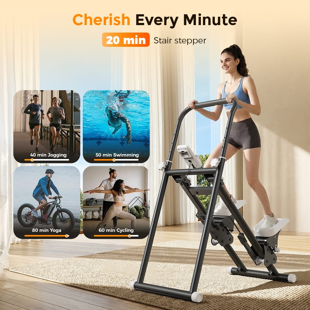 CyberCart Stair Stepper Foldable Stair Stepper for Home, Adjustable Stair Climber with 3 Heights, Compact Folding Vertical Stair Master for Exercise at Home for Full-Body Workout