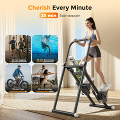 CyberCart Stair Stepper Foldable Stair Stepper for Home, Adjustable Stair Climber with 3 Heights, Compact Folding Vertical Stair Master for Exercise at Home for Full-Body Workout