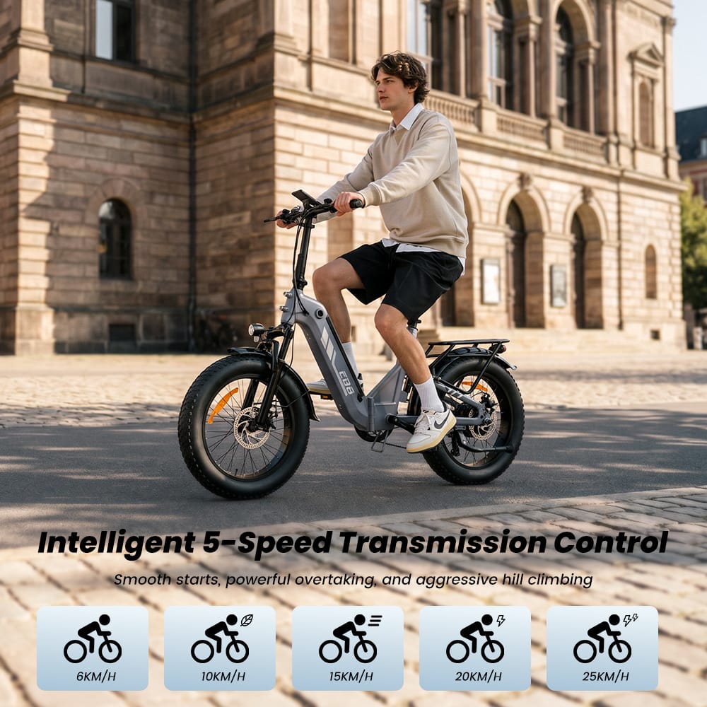 CyberCart Commuter E-Bike EB8 Foldable Electric Fat Bike – Range Up to 144 km
