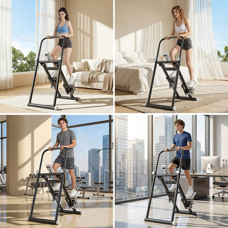 CyberCart Stair Stepper Foldable Stair Stepper for Home, Adjustable Stair Climber with 3 Heights, Compact Folding Vertical Stair Master for Exercise at Home for Full-Body Workout