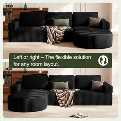 CyberCart Ares Minimalist 2-Seater Sofa L-Shape Corner Sofa Bed for Gamer & Home Cinema | Boneless Cloud Couch | 75 cm Seat | Rounded Chaise | WFH Sofa with Sleep Function