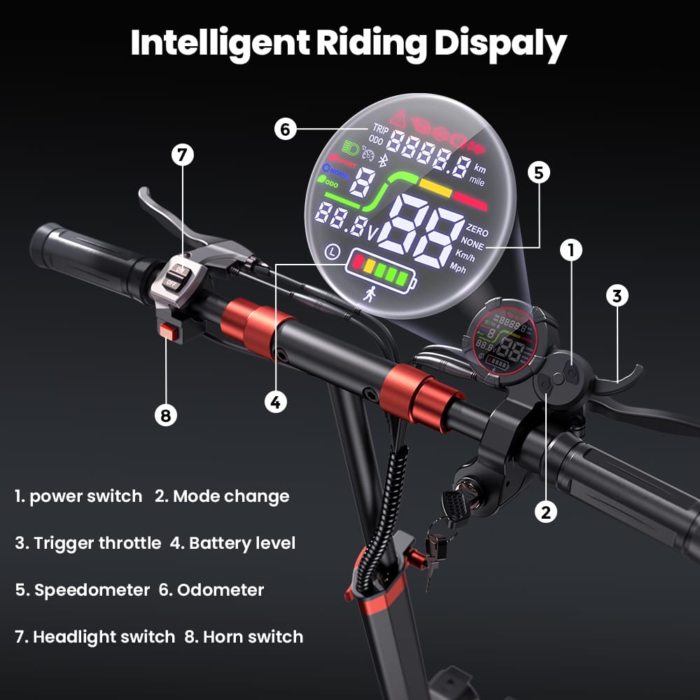 iScooter Off-Road E-Scooter IX5S Electric Scooter, 1000W Motor, 48V 15Ah Battery, 11 Inch Tires, 45km/h Max Speed, 65km Range, Front & Rear Disc Brake, Front & Rear Suspension