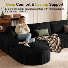 CyberCart Ares Minimalist 2-Seater Sofa L-Shape Corner Sofa Bed for Gamer & Home Cinema | Boneless Cloud Couch | 75 cm Seat | Rounded Chaise | WFH Sofa with Sleep Function
