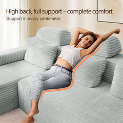 Patbrela sofas Extra-large modular U-shaped sofa with 2 chaise lounges, comfortable corduroy upholstery + memory foam, no assembly required