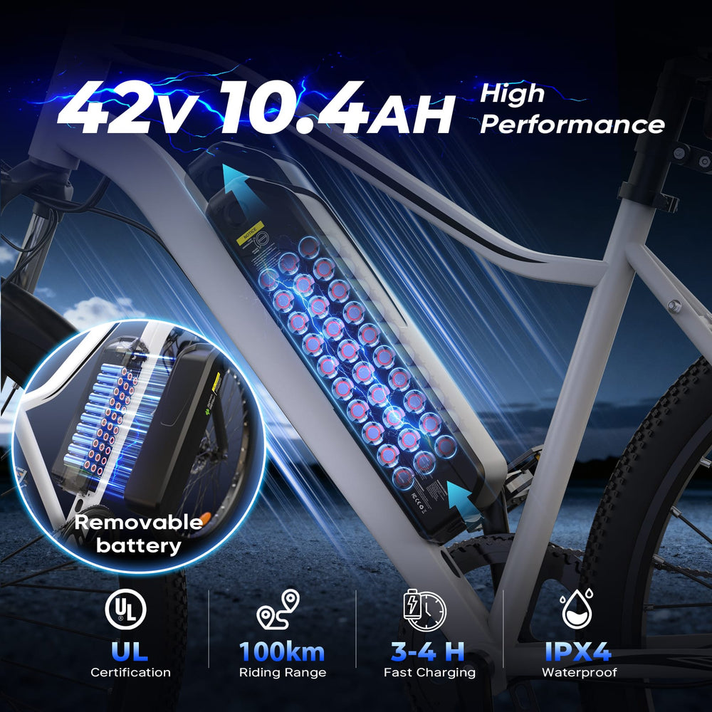 CyberCart Commuter E-Bike EB3 Electric Bicycle with CE Certificate, 26" Tires, 100 km Range