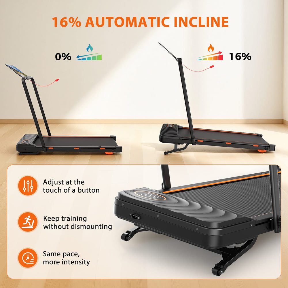 Jagjog Home Treadmill JT53 Home Treadmill with 16% Auto Incline, Foldable Walking Pad