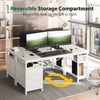 CyberCart Computer Desk with 3 Drawers and 3 Adjustable Shelves, 120 x 60 x 75 cm, Reversible PC Table, Office Table, for Office, Study, Bedroom, Living Room White