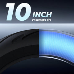 A detailed image of a 10-inch pneumatic tire, featuring a cross-section that reveals its blue inner structure, set against a gradient background with the text "10 Inch Pneumatic tire" prominently displayed above.