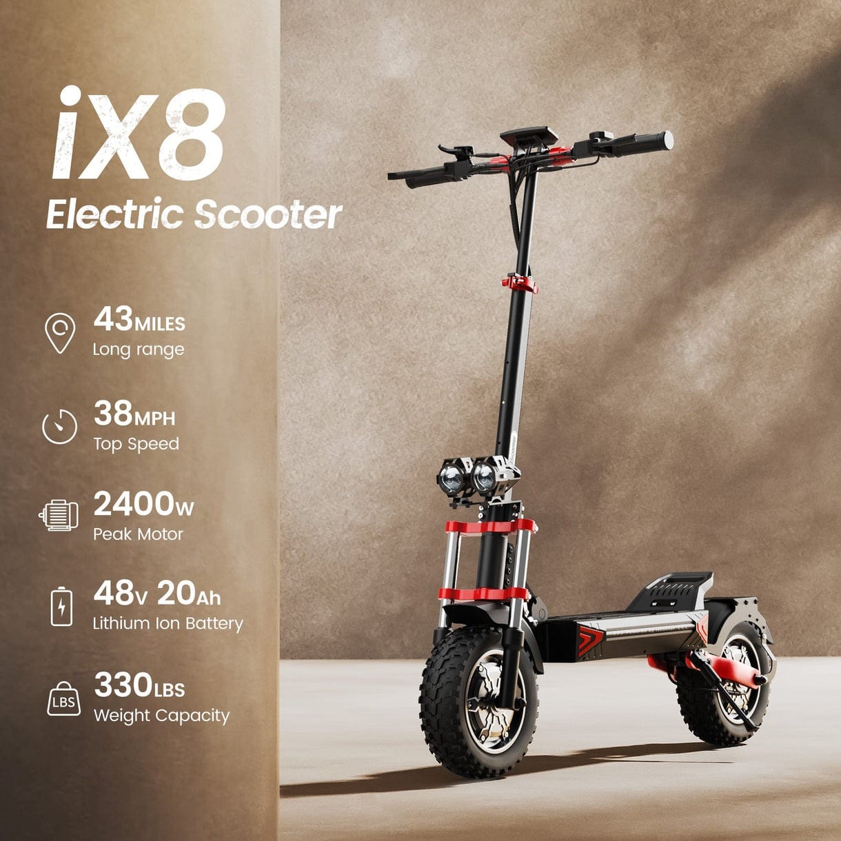 iScooter Skuter Elektryczny Terenowy iX8 Electric Scooter 2400W Dual Motor Folding Off-Road E-Scooter, CE Certified、