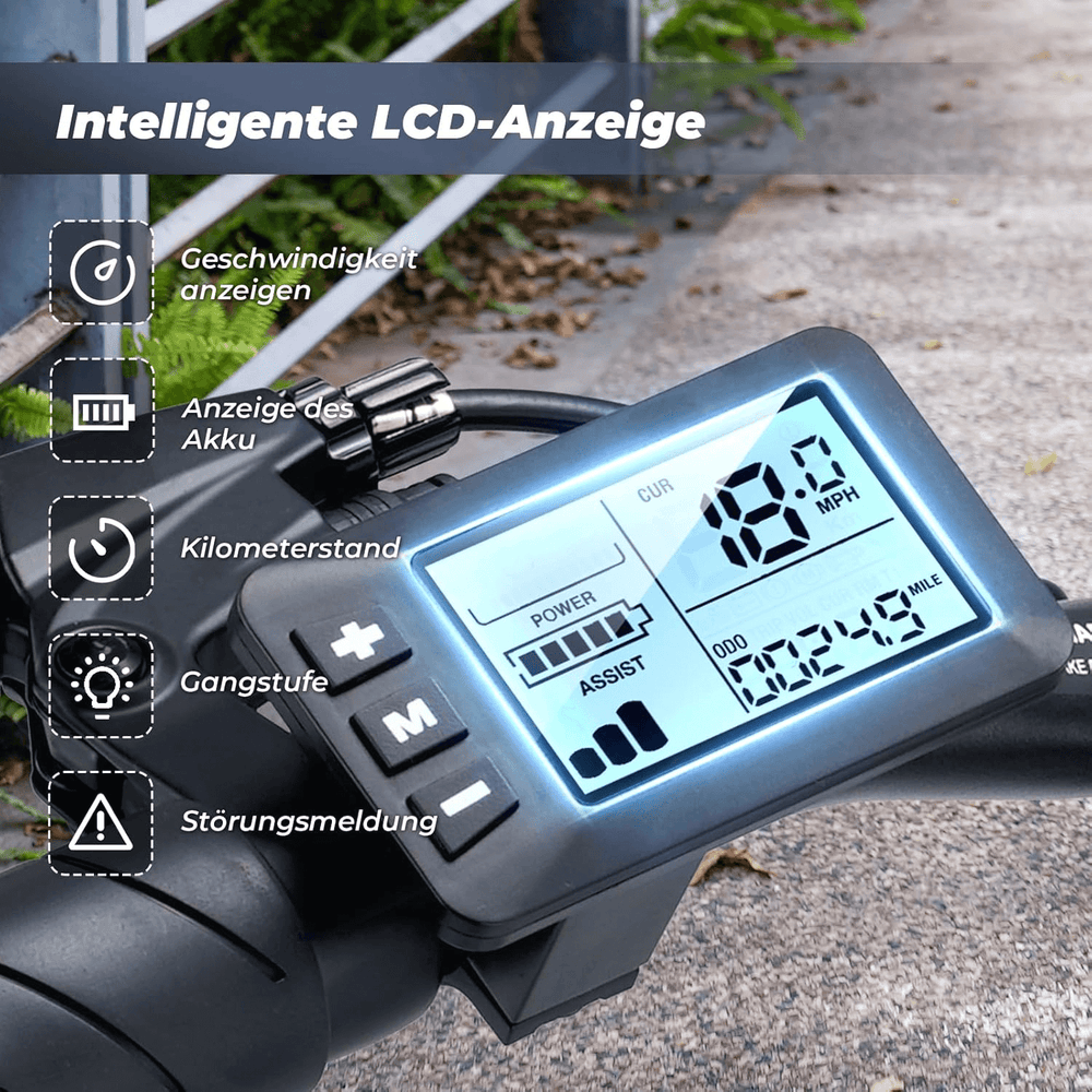 Practical e-bike with rear carrier and storage compartments