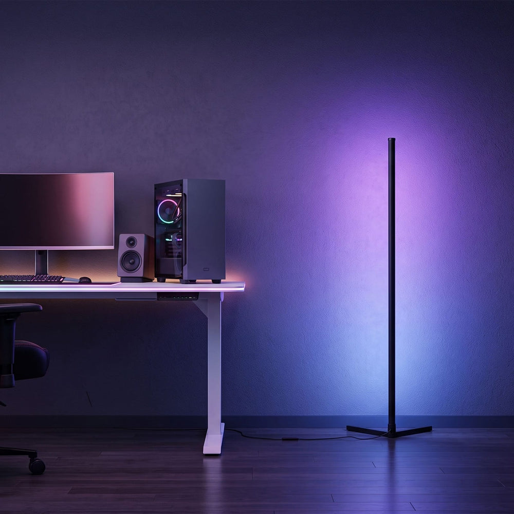 CyberCart RGB Floor Lamp with Remote and App Control, Music Sync Smart LED Corner Lamp for Gaming Room, Bedroom and Living Room