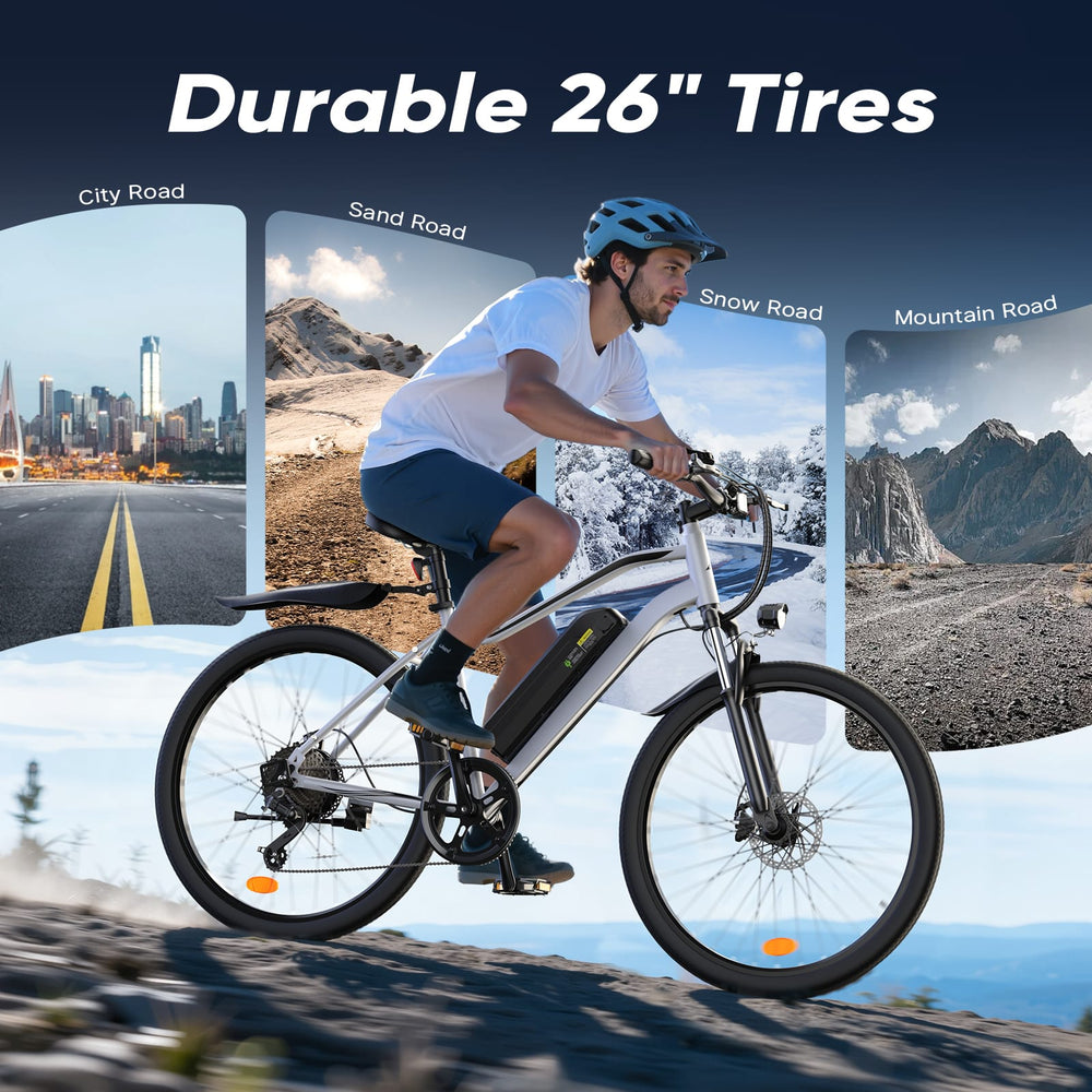 CyberCart Commuter E-Bike EB3 Electric Bicycle with CE Certificate, 26" Tires, 100 km Range