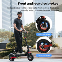 iScooter Off-Road E-Scooter IX5S Electric Scooter, 1000W Motor, 48V 15Ah Battery, 11 Inch Tires, 45km/h Max Speed, 65km Range, Front & Rear Disc Brake, Front & Rear Suspension