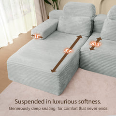 Patbrela sofas Extra-large modular U-shaped sofa with 2 chaise lounges, comfortable corduroy upholstery + memory foam, no assembly required