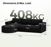 CyberCart Ares Minimalist 2-Seater Sofa L-Shape Corner Sofa Bed for Gamer & Home Cinema | Boneless Cloud Couch | 75 cm Seat | Rounded Chaise | WFH Sofa with Sleep Function