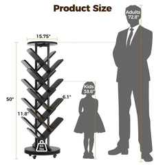 CyberCart 360° Rotating Bookshelf, Standing Shelf, Multifunctional, 17 Shelves