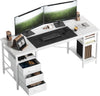 CyberCart Computer Desk with 3 Drawers and 3 Adjustable Shelves, 120 x 60 x 75 cm, Reversible PC Table, Office Table, for Office, Study, Bedroom, Living Room, Walnut Brown