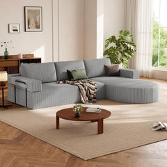 CyberCart Ares Minimalist 2-Seater Sofa L-Shape Corner Sofa Bed for Gamer & Home Cinema | Boneless Cloud Couch | 75 cm Seat | Rounded Chaise | WFH Sofa with Sleep Function