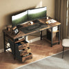 CyberCart Computer Desk with 3 Drawers and 3 Adjustable Shelves, 120 x 60 x 75 cm, Reversible PC Table, Office Table, for Office, Study, Bedroom, Living Room, Walnut Brown