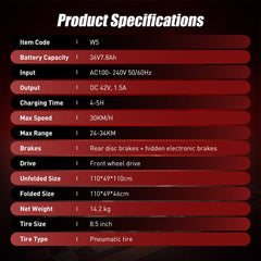 W5 City Electric Scooter, 350W Motor, 30km/h Max Speed, LCD Display