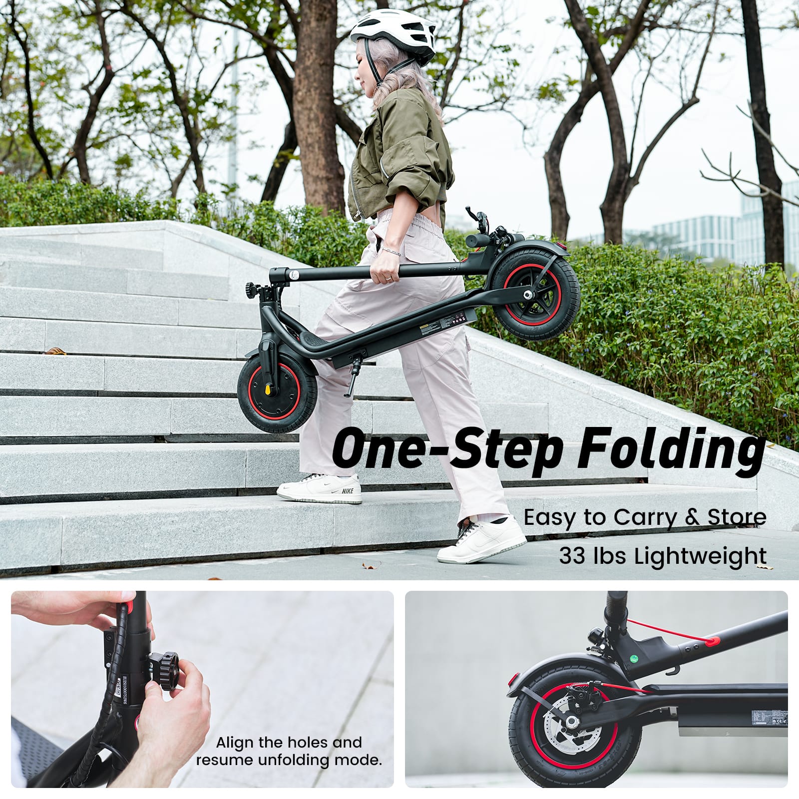 iSinwheel Commuter E-Scooter W6 Electric Scooter, 350W Motor, 36V 10,5Ah Battery, 10 inch Tires, 30km/h Max Speed, 30km Range, Rear Disc Brakes