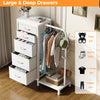 CyberCart Coat Rack, Wardrobe with 5 Fabric Drawers, Chest of Drawers with Clothes Rail