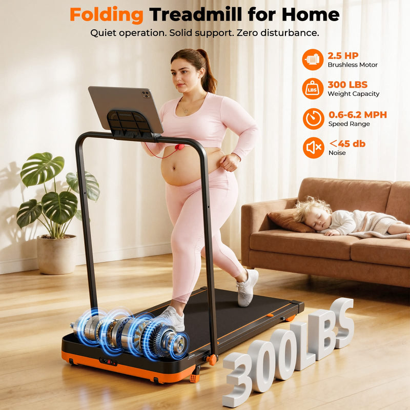 CyberCart JT56 Smart Multi-Functional Walking Pad Treadmill with Servo Motor, 3 Modes (Run/Vibration/Rehab), LED Display & App Control