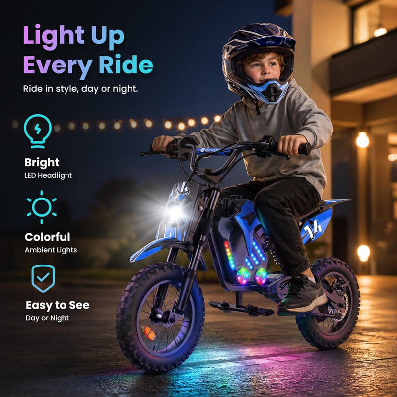 CyberCart E-Scooter for Kids Cybercart A14 Electric Dirt Bike for Kids (Ages 5-14)