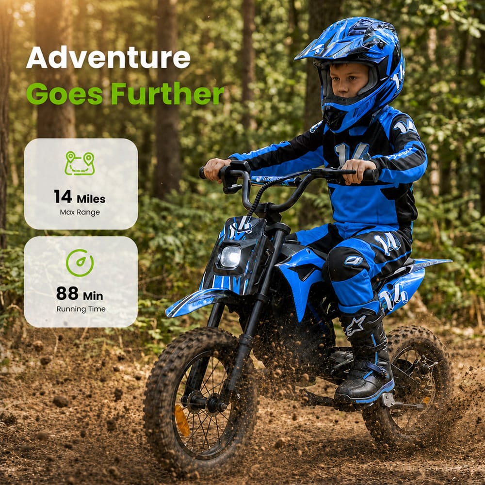 CyberCart E-Scooter for Kids Cybercart A14 Electric Dirt Bike for Kids (Ages 5-14)