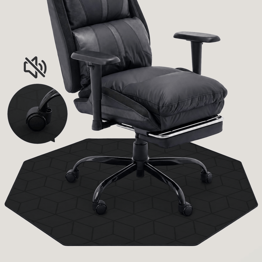 CyberCart Cybercart Octagonal Noise-Cancelling Gaming Chair Mat, Non-Slip Hardwood Floor Protector Rug
