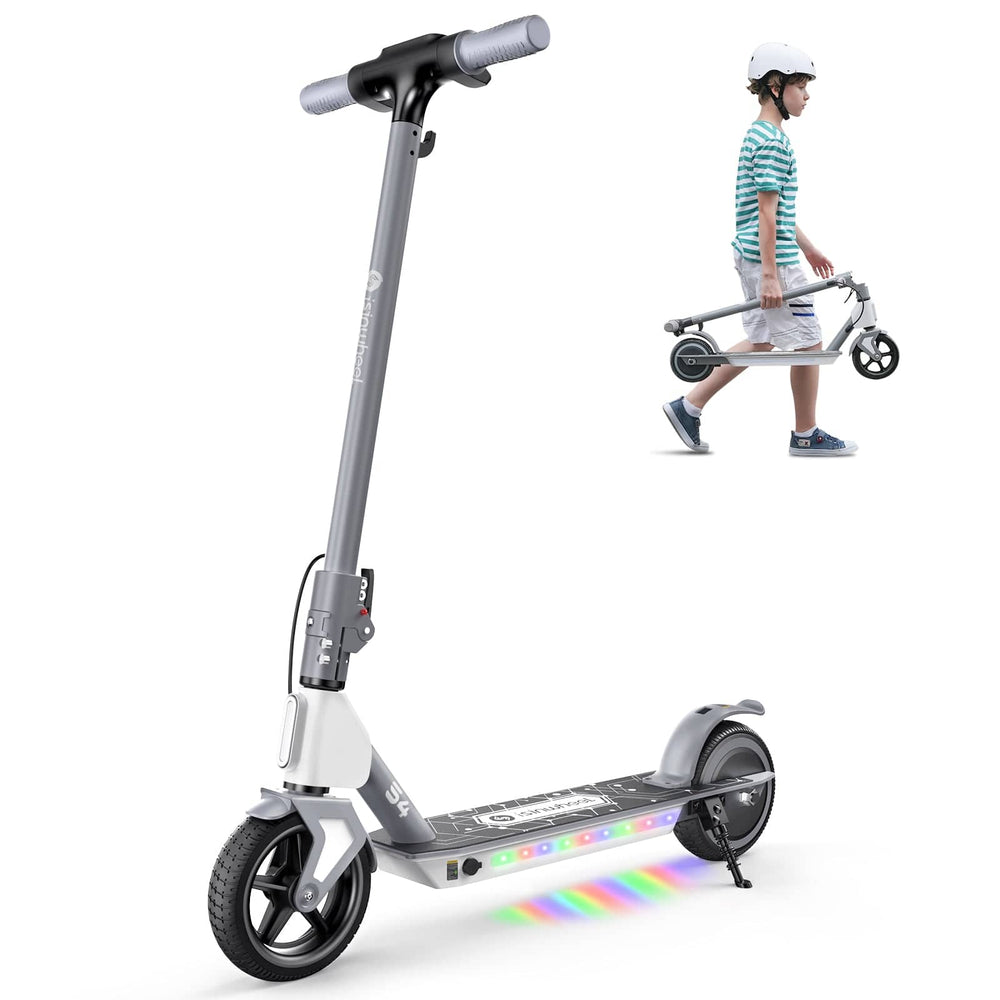 Gray S4 kids scooter with 3 speed modes up to 12 mph