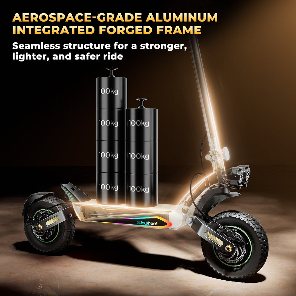 Graficzne przedstawienie wymiarów hulajnogi elektrycznej GT4 do jazdy off-road.
